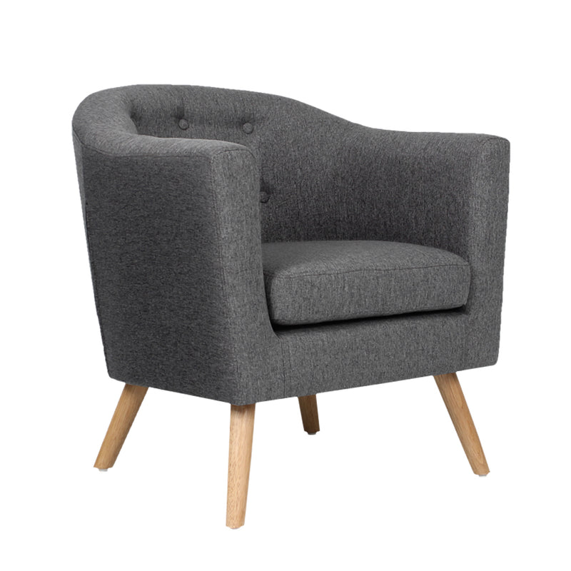 grey fabric armchair 