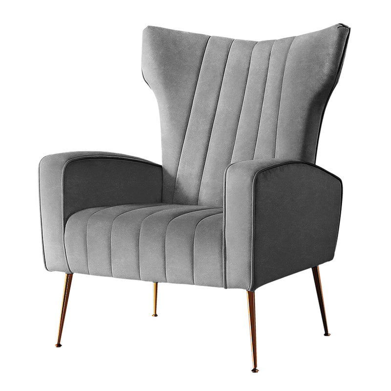 velvet grey armchair 