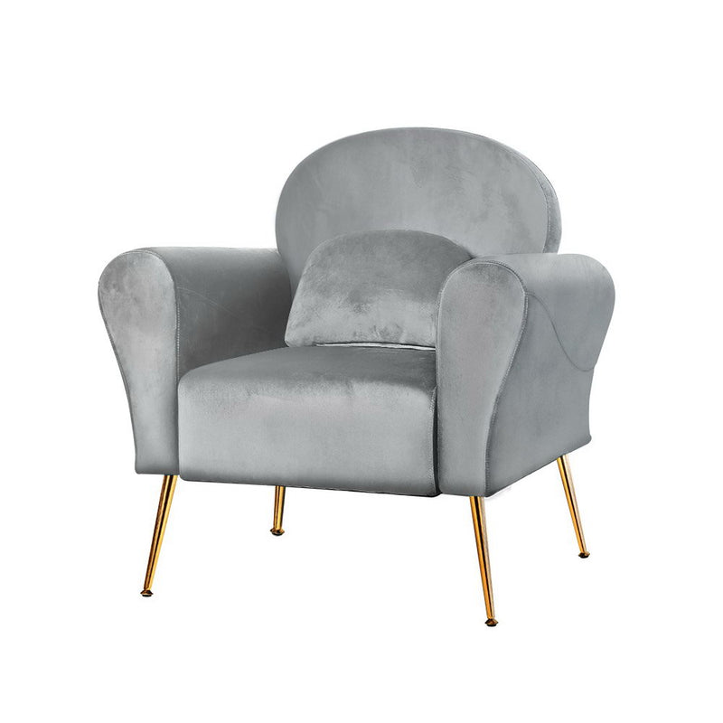 velvet grey armchair gold 