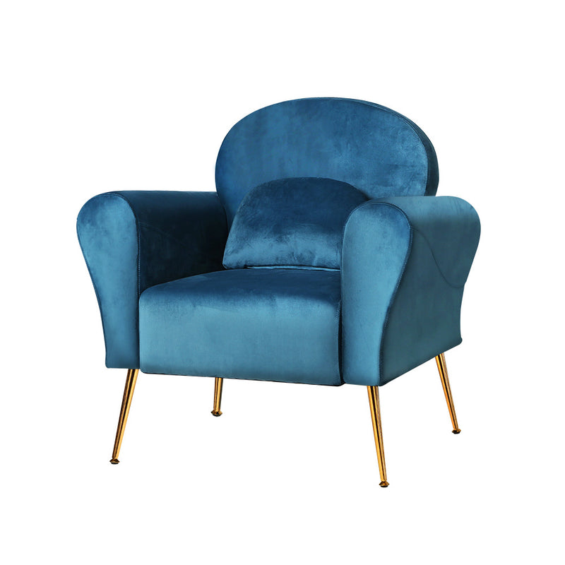 blue suede armchair 