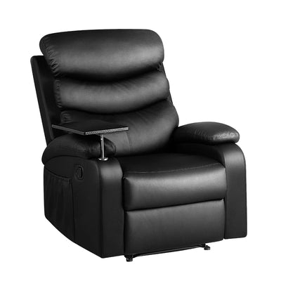 black leather recliner armchair table 