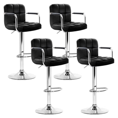 gas lift bar stools with armrest black and steel 