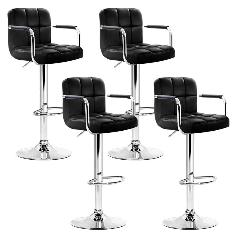 gas lift bar stools with armrest black and steel 