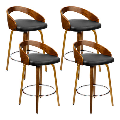 walnut wood black bar stools 