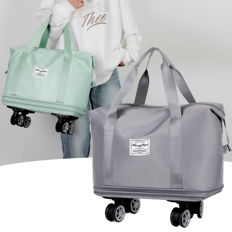 Grey Large Capacity Travel Bag with Expandable Design, Waterproof & Wet-Dry Separation, 360° Spinner Wheels - Ideal for Students, Business, and Maternity