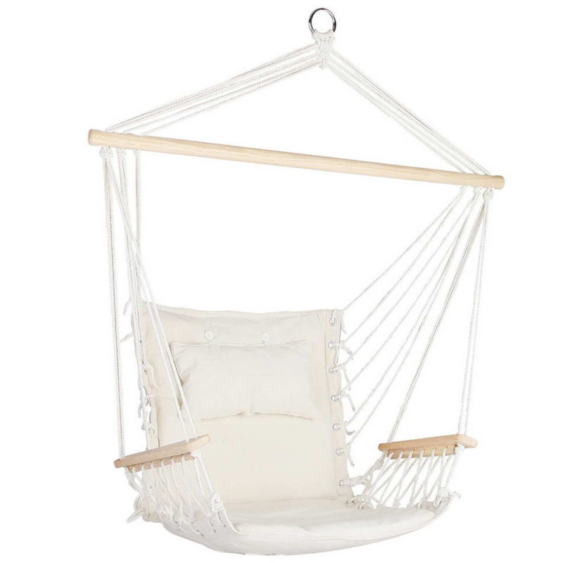 Cream Hammock Swing Chair with Armrest