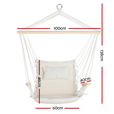 Cream Hammock Swing Chair with Armrest