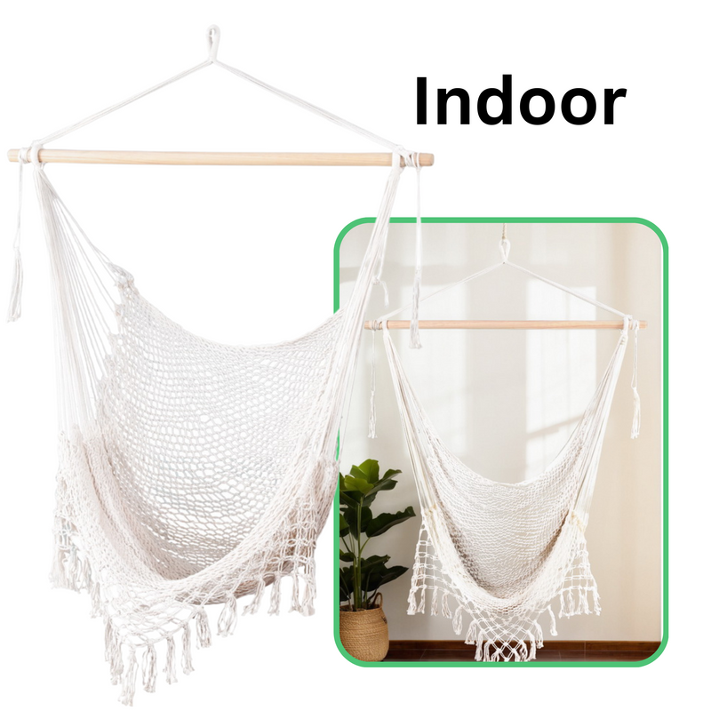 Cream Mesh Hammock Swing Chair