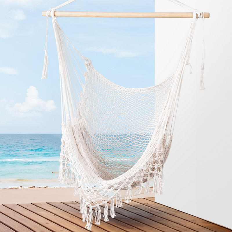 Cream Mesh Hammock Swing Chair