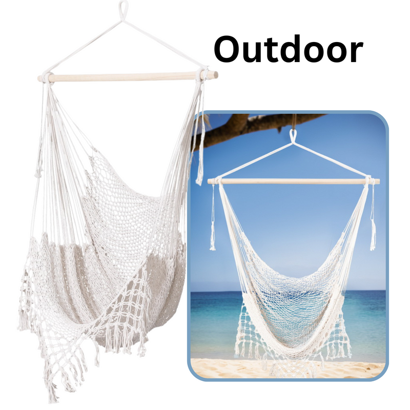 Cream Mesh Hammock Swing Chair