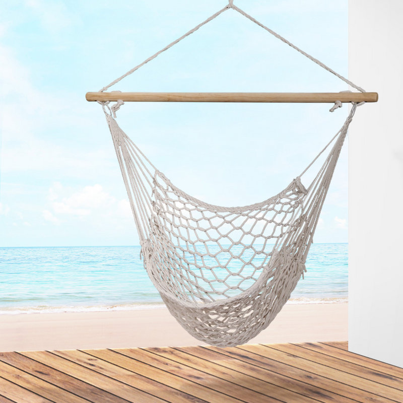 Cream Mesh Hammock Swing Chair