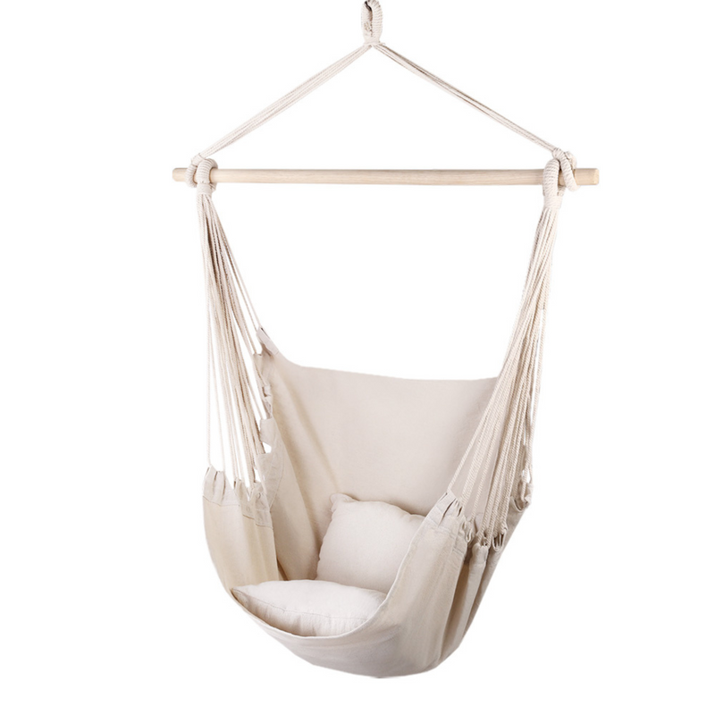 Cream Hammock Swing Chair with Cushion Pillow