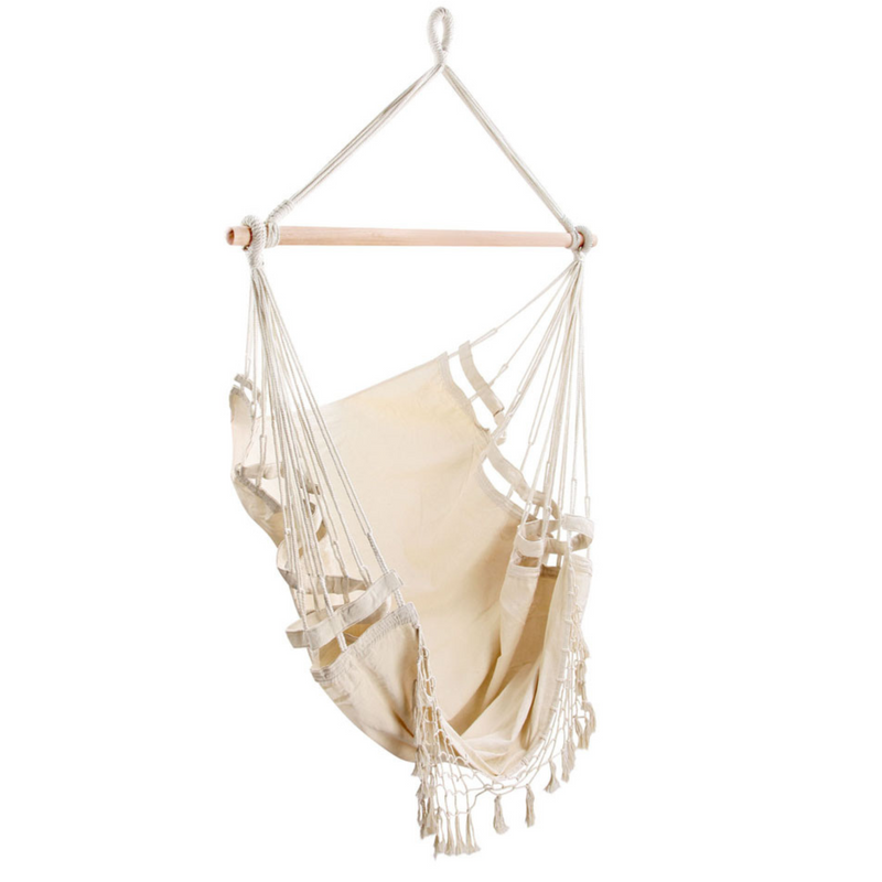 Cream Hammock Swing Chair with Tassel