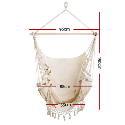 Cream Hammock Swing Chair with Tassel