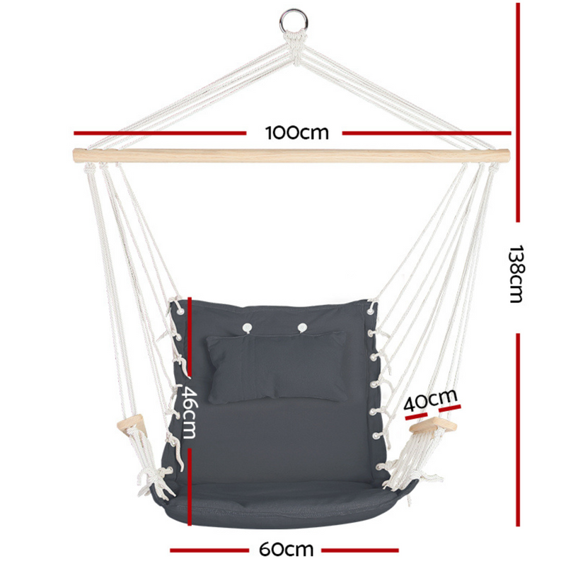 Grey Hammock Swing Chair with Armrest