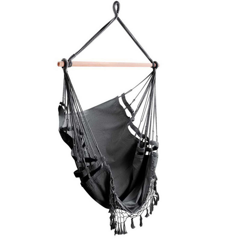 Grey Hammock Swing Chair with Tassel