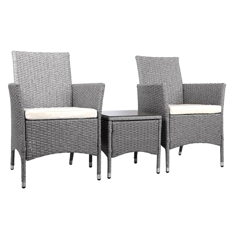 Outdoor Chair Side Table Furniture Set  Grey