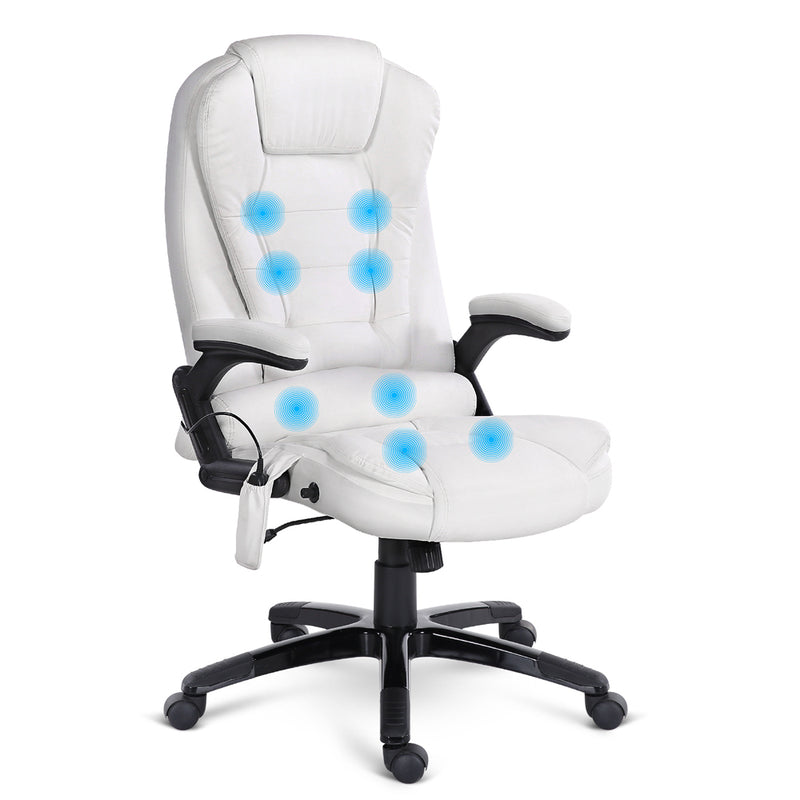 PU Leather Reclining Office Massage Chair White