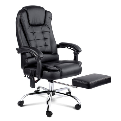 Reclining office Massage Chair Black with Footrest