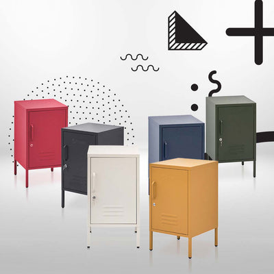 ArtissIn Bedside Table Metal Cabinet - MINI Black