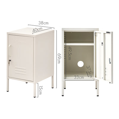 ArtissIn Bedside Table Metal Cabinet - MINI White