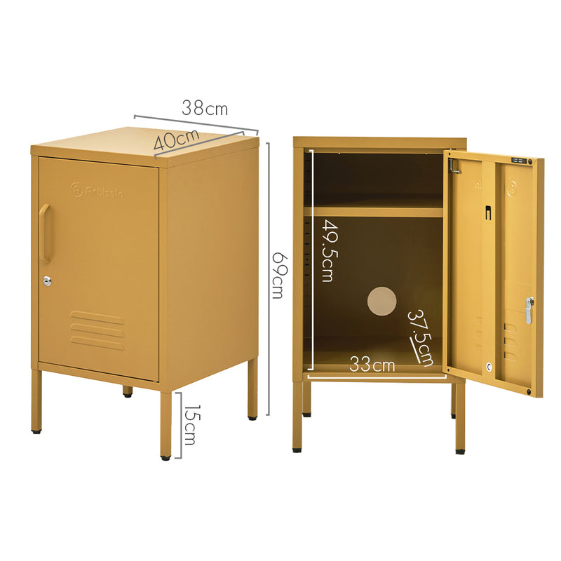 ArtissIn Bedside Table Metal Cabinet - MINI Yellow