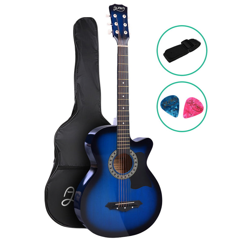 38 Inch Wooden Acoustic Guitar Blue