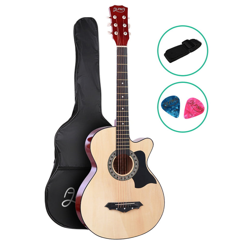 38 Inch Wooden Acoustic Guitar Natural Wood