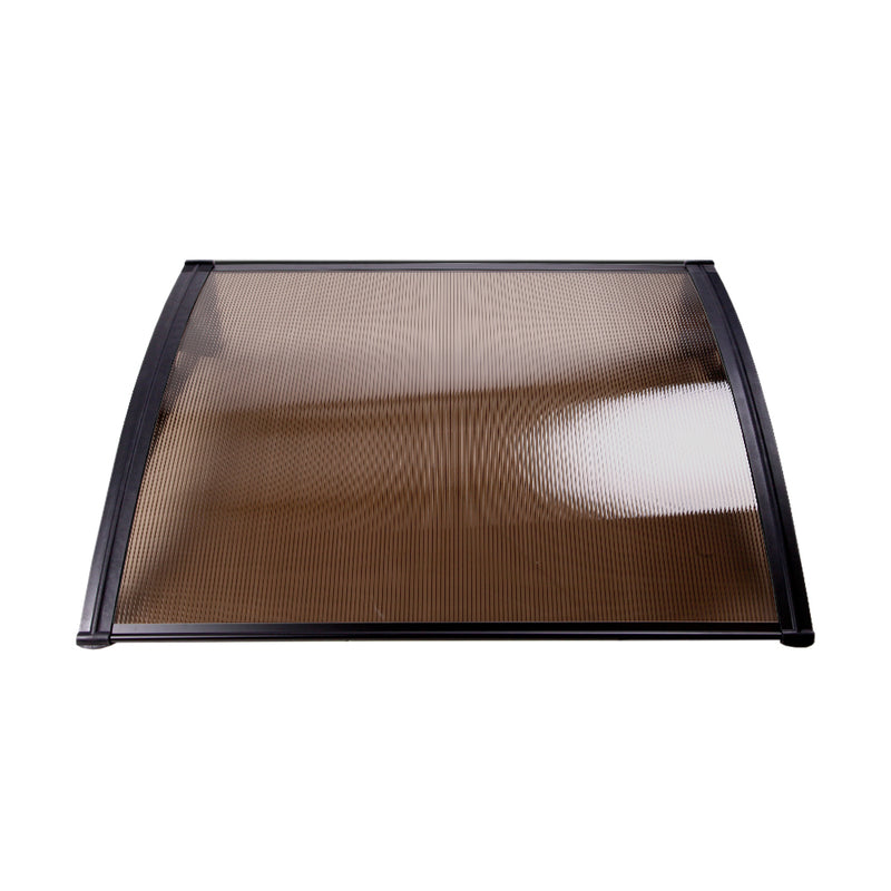 Instahut Window Door Awning Canopy 1.5mx3m Brown Sheet Black Plastic Frame