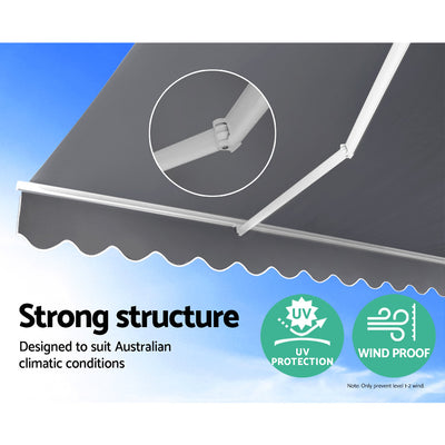 Instahut Retractable Folding Arm Awning Motorised Sunshade 3Mx2.5M PearlGrey