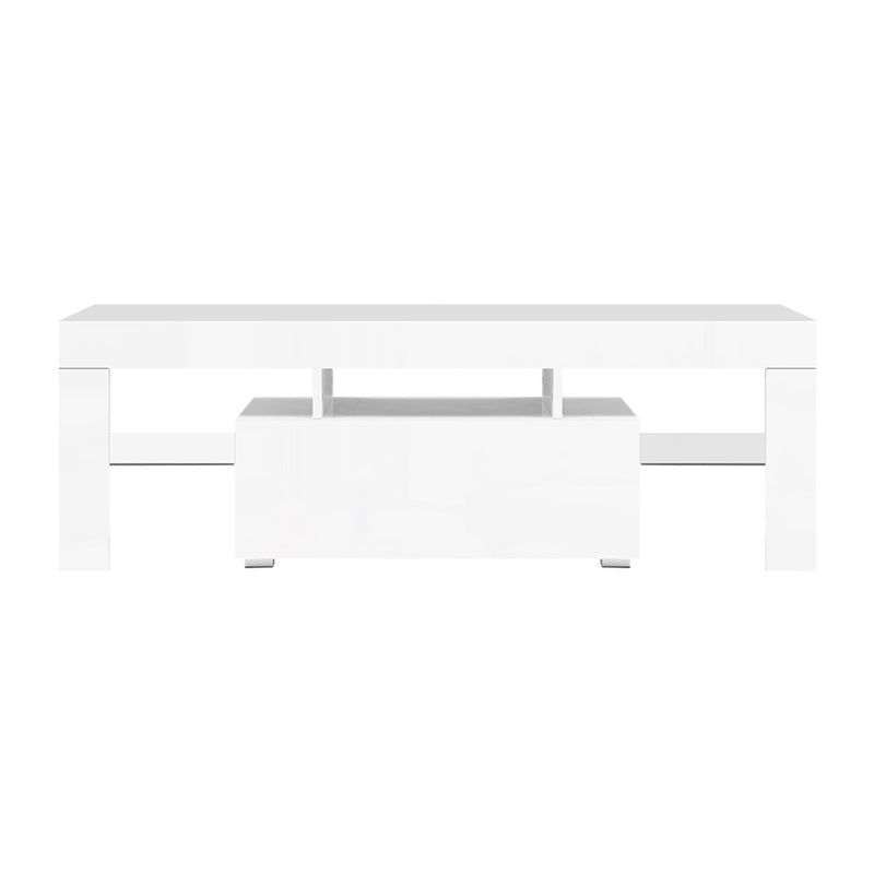 led tv stand cabinet entertainment unit white gloss