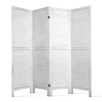 4 Panel Foldable Wooden Room Divider White