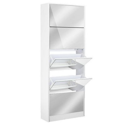 wooden shoe cabinet white mirrored 
