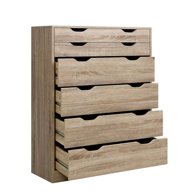 6 Drawer chest of drawers clothes storage oak tallboy 