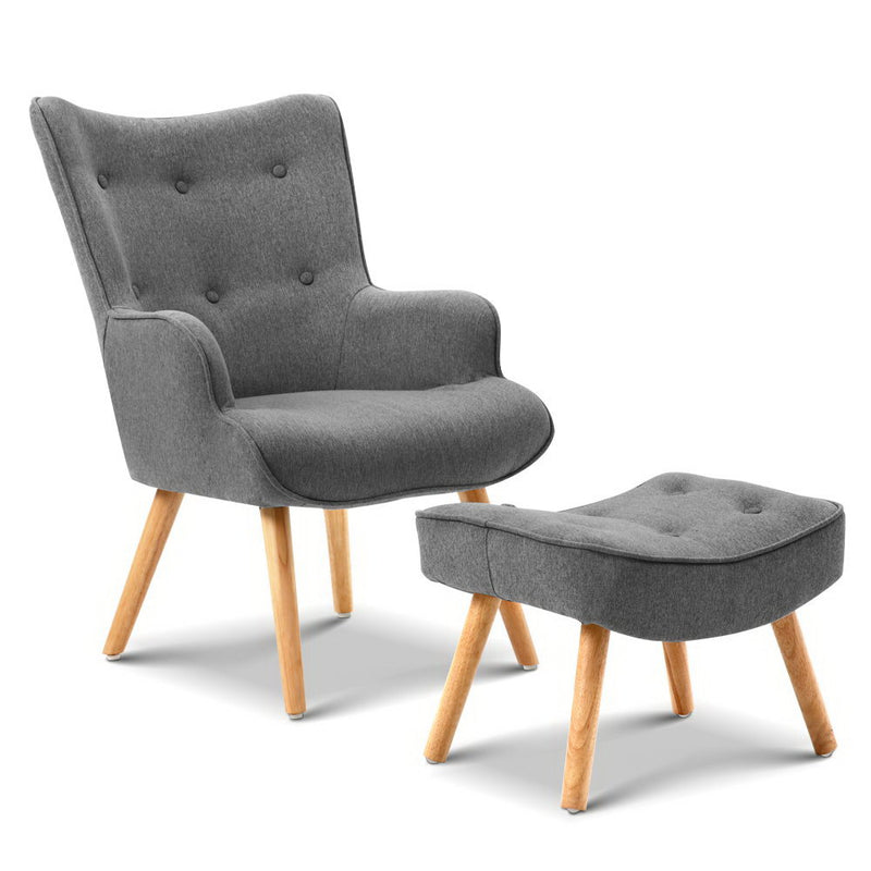 Armchair and Ottoman Grey