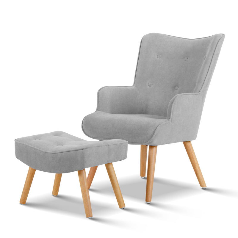 Armchair and Ottoman Light Grey