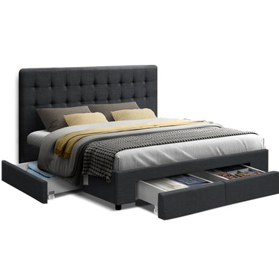 bed frame with drawers double bed charcoal 