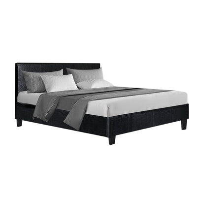 bed frame double size black leather