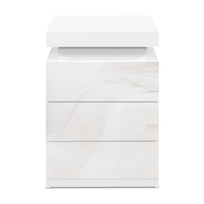 bedside table glossy white 