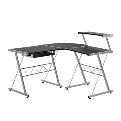 Corner Metal Pull Out Table Desk Black