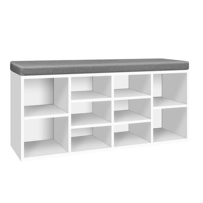 Fabric Shoe Bench with Storage Cubes White