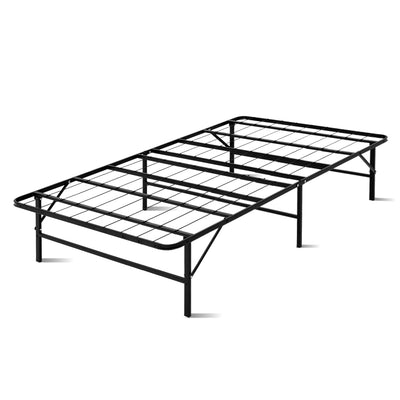 folding metal bed frame king single black 
