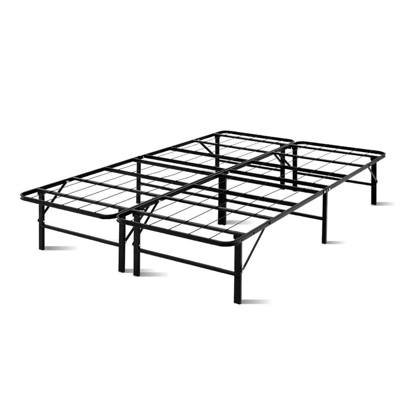 Folding Double Metal Bed Frame Black