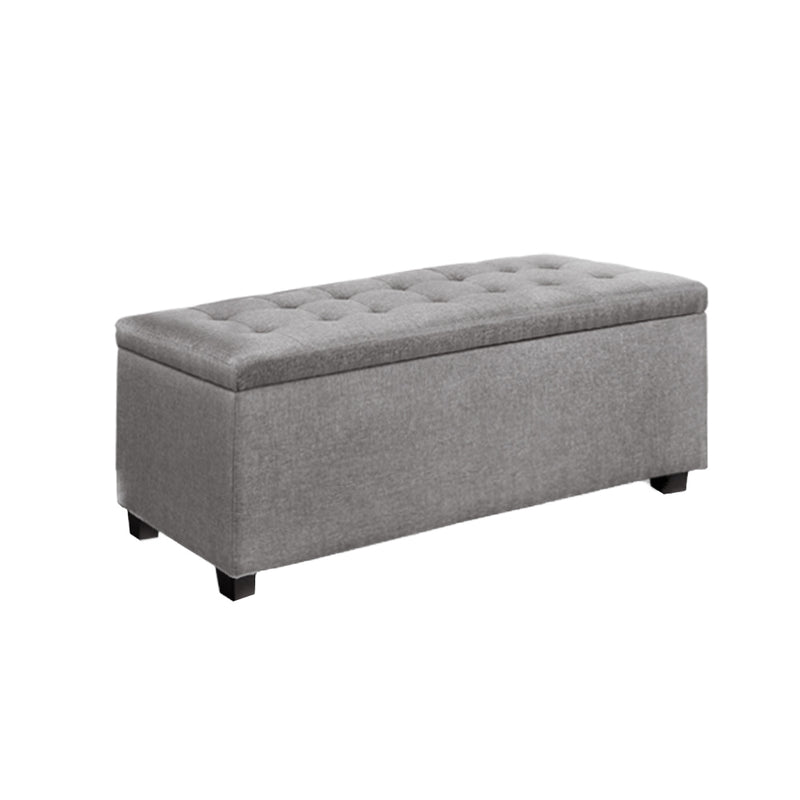 Large Fabric Ottoman Light Grey