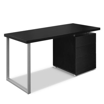 Metal Desk with Drawers Black