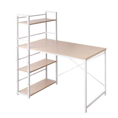 Metal Desk with Shelves White