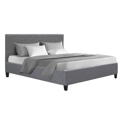 Bed Frame Double Fabric Grey 