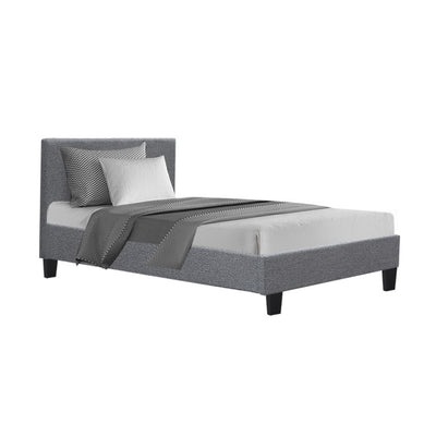 King Single Bed Frame Fabric Grey