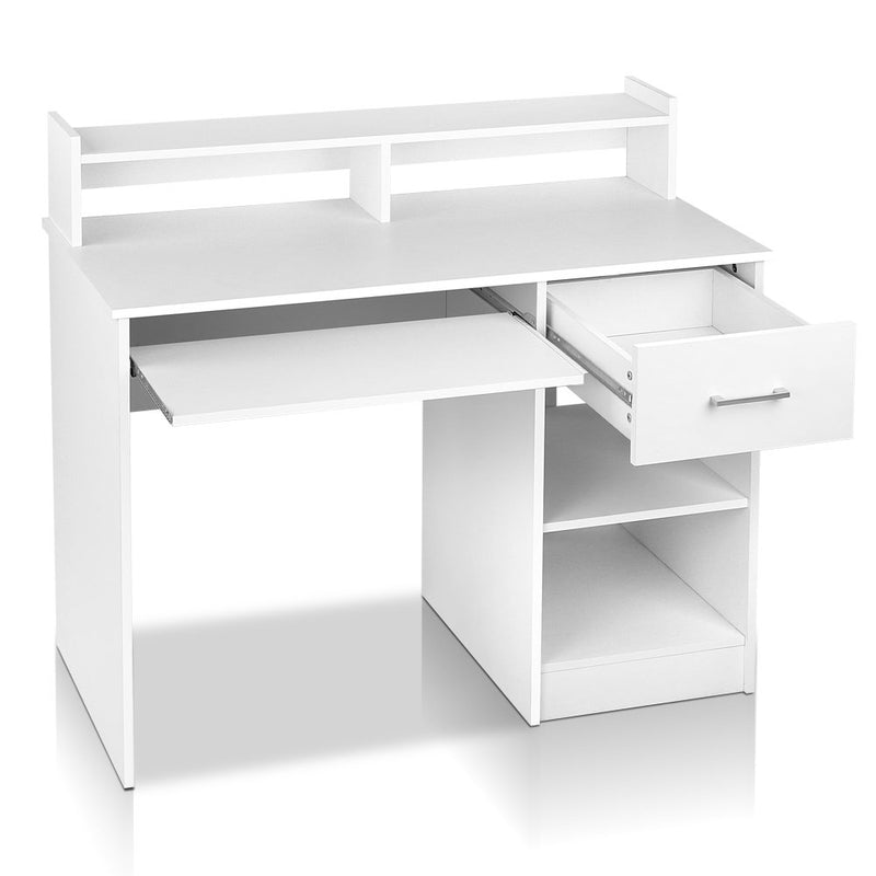 white desk computer with storage 