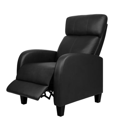 Reclining Armchair Black PU Leather